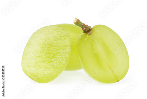 Photos cut of green grape isolated on white background