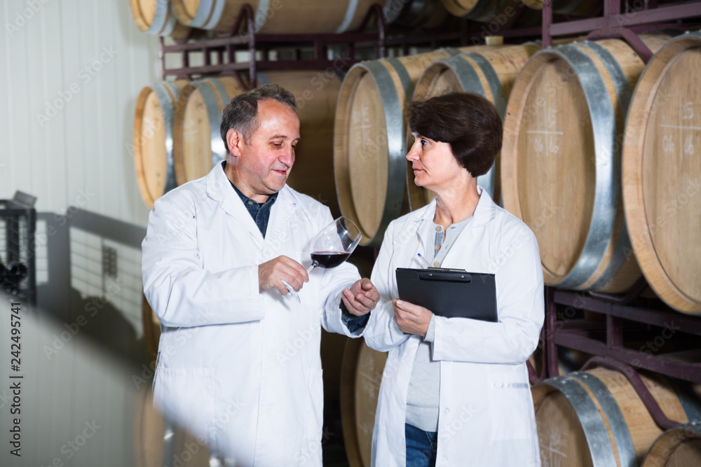 Fototapeta premium Expert and maker estimate wine