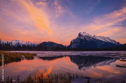 Rundle Reflection in Vermillion Lakes, Banff National Park, Alberta, Canada photo