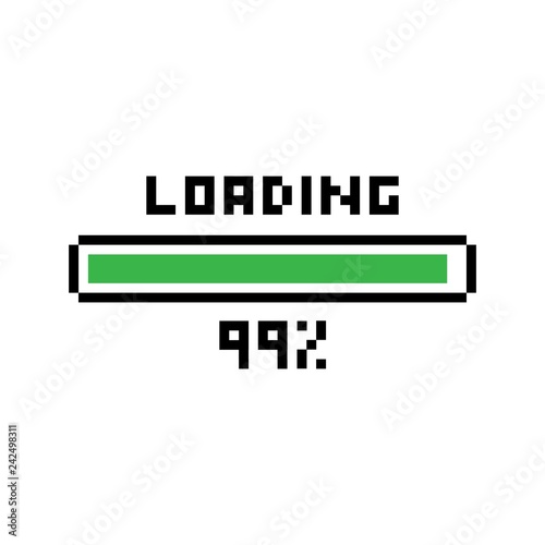Pixel Loading 99 percent - isolated vector illustration