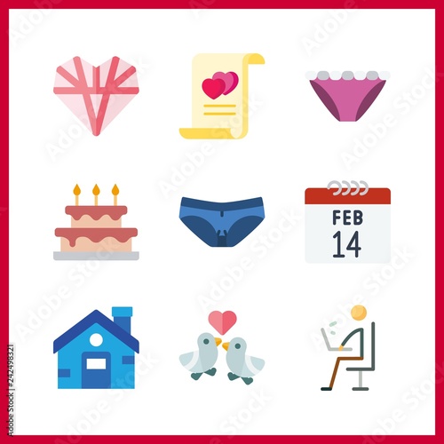 9 couple icon. Vector illustration couple set. love birds and skype icons for couple works