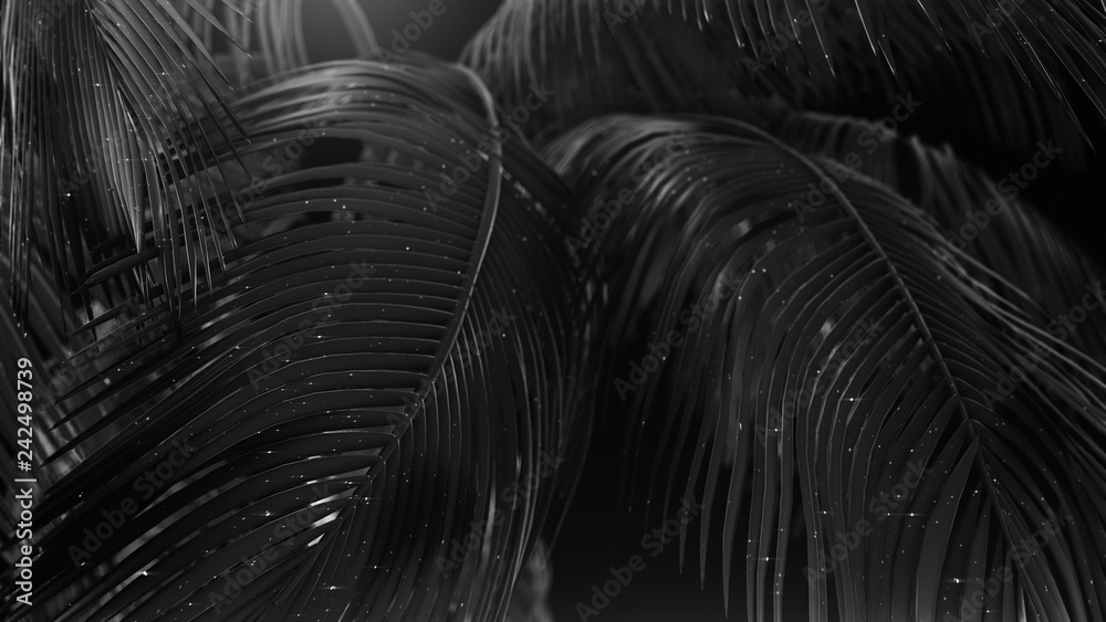 Fototapeta premium 3d render Black abstract palms with glitter