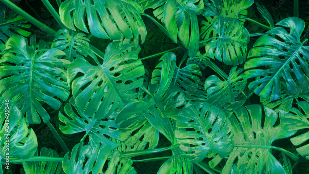 Fototapeta premium 3d render cg Green abstract plants background