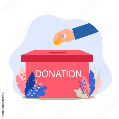 Donation box, donation work concept illustration