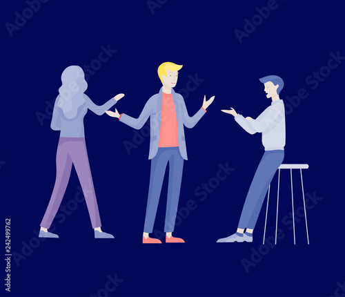 Businessmen making handshake, business etiquette, merger concepts office workers, clerks or managers talking to each other, discussing, depressed Tired male and female office workers sitting, sleeping