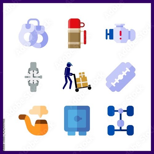 9 steel icon. Vector illustration steel set. load bearing and pipe icons for steel works