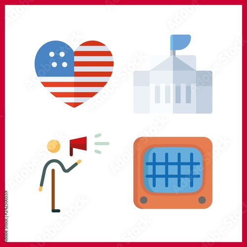 4 government icon. Vector illustration government set. united states and white house icons for government works