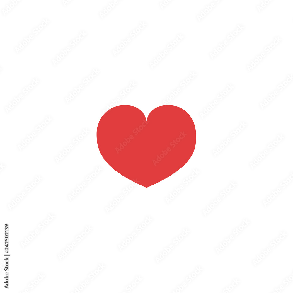 Red heart in the center on a white background