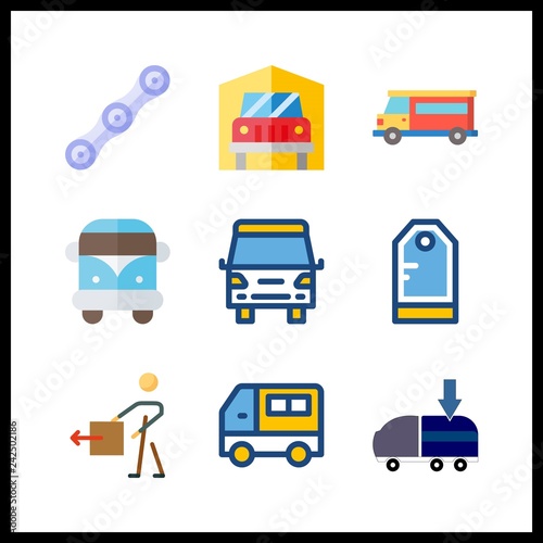 9 shipping icon. Vector illustration shipping set. tag and chain icons for shipping works