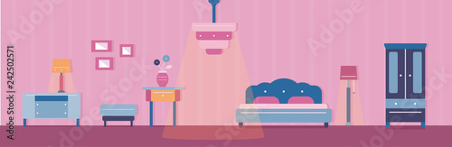 Illustration of bedroom and its furniture