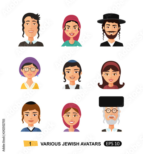 Jewish people icon flat cartoon concept vector isolated on white eps 10