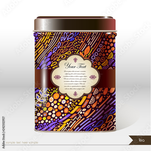 Vector box with place for your text. Design product package. Tea, coffee, dry products. - Vector