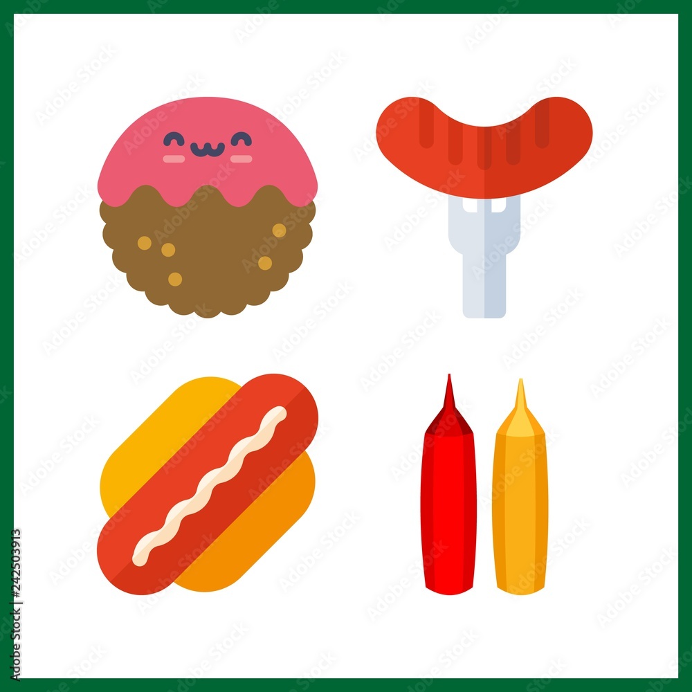 4 sauce icon. Vector illustration sauce set. hot dog and mustard and ketchup icons for sauce works