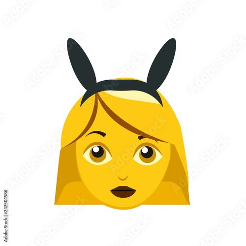Female women emoji face with bunny ears vector,