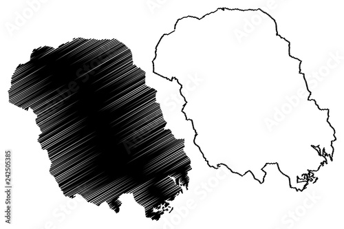Telemark (Administrative divisions of Norway, Kingdom of Norway) map vector illustration, scribble sketch Telemark fylke map