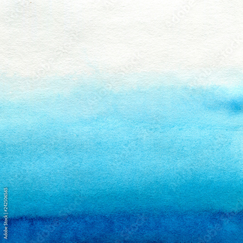 Hand painted blue watercolor background. Watercolor wash. 