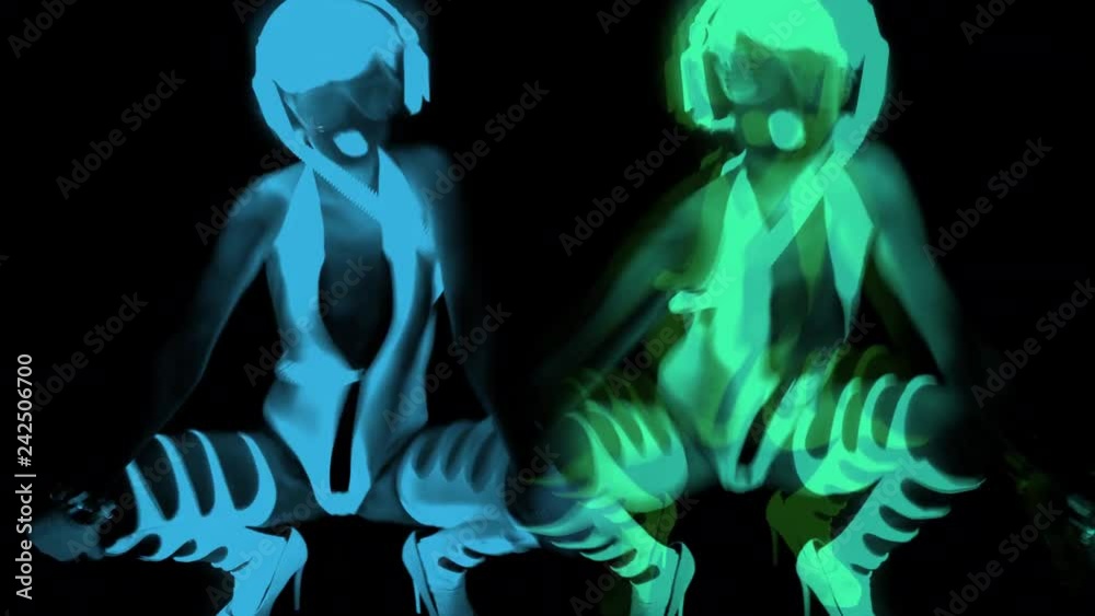 glow uv neon sexy disco female cyber doll robot