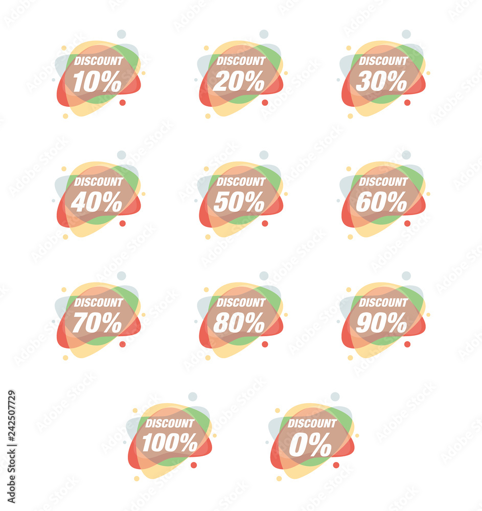 Collection of colorful Label Product Tags. Label Discount for Product. Sale Poster or Sale Banner. Sticker Icon design template