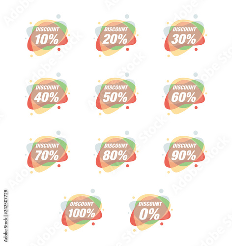 Collection of colorful Label Product Tags. Label Discount for Product. Sale Poster or Sale Banner. Sticker Icon design template