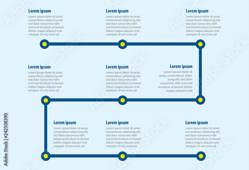 vector of 9 steps linear infographic templated