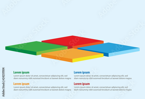 four options square 3d infographic