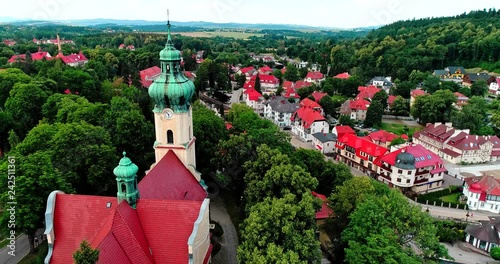 Poland, Polanica-Zdroj, aerial shots of the city 