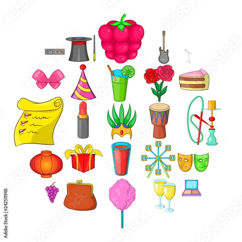 Cocktail party icons set. Cartoon set of 25 cocktail party vector icons for web isolated on white background