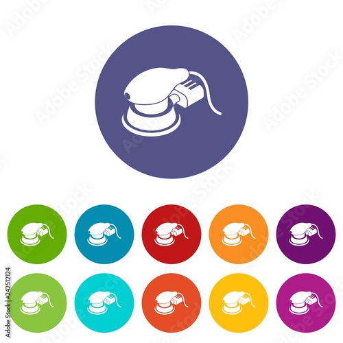 Circular sheet sander icons color set vector for any web design on white background