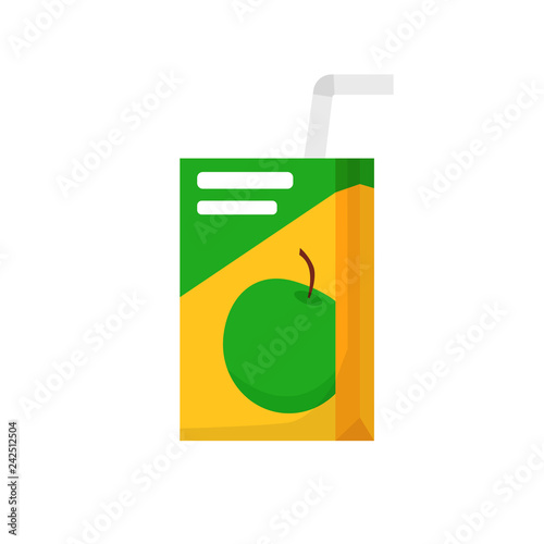 Apple juice box illustration. Carton pack, fruit, market place. Food concept. Vector illustration can be used for topics like super market, food store