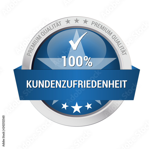 blaues Gütesiegel für 100% Kundenzufriedenheit