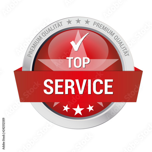 rotes Gütesiegel für Top Service