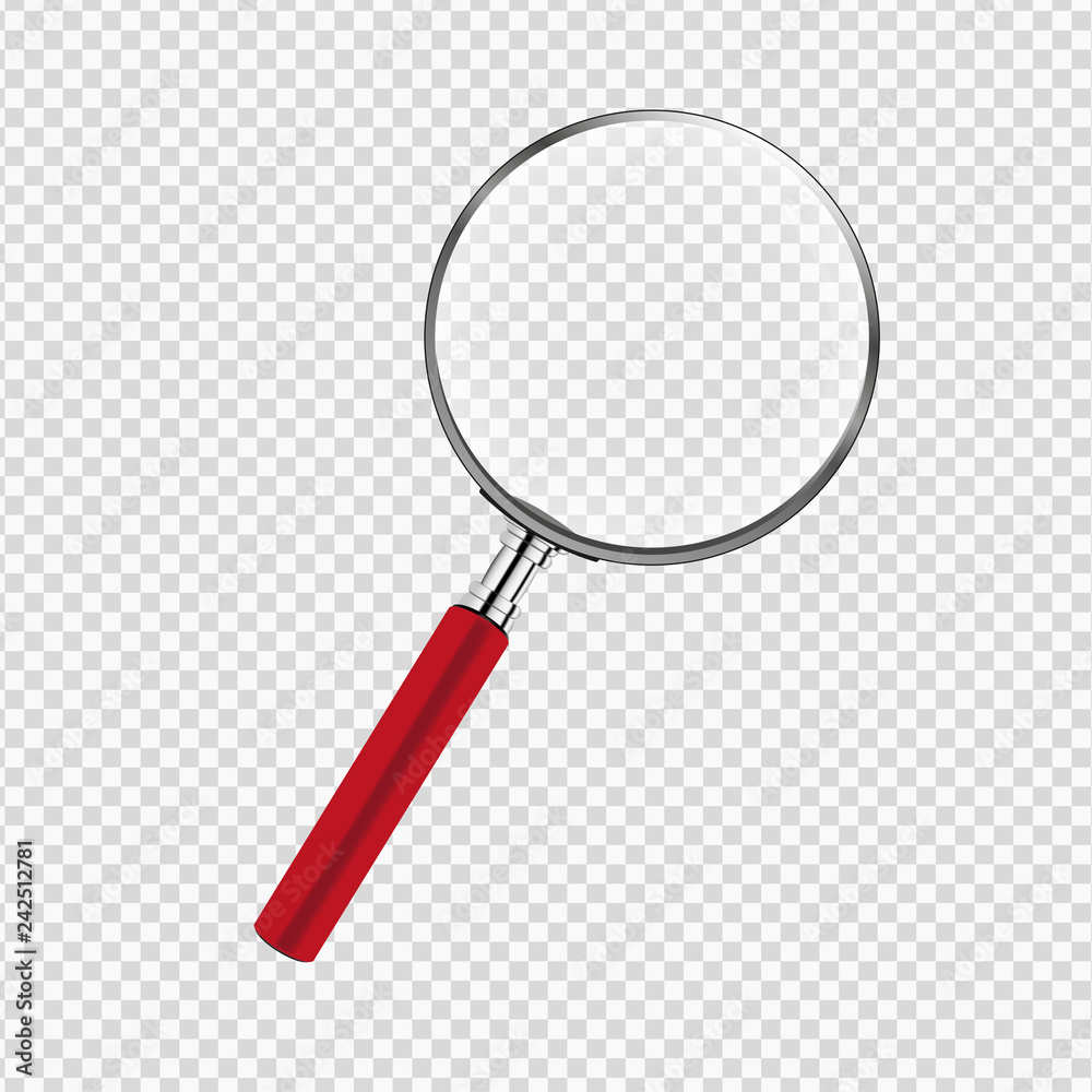 red magnifying glass transparency background Stock Vector | Adobe Stock