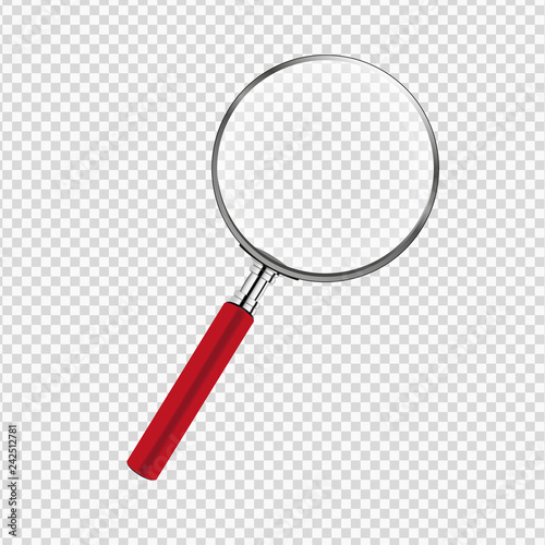 red magnifying glass transparency background
