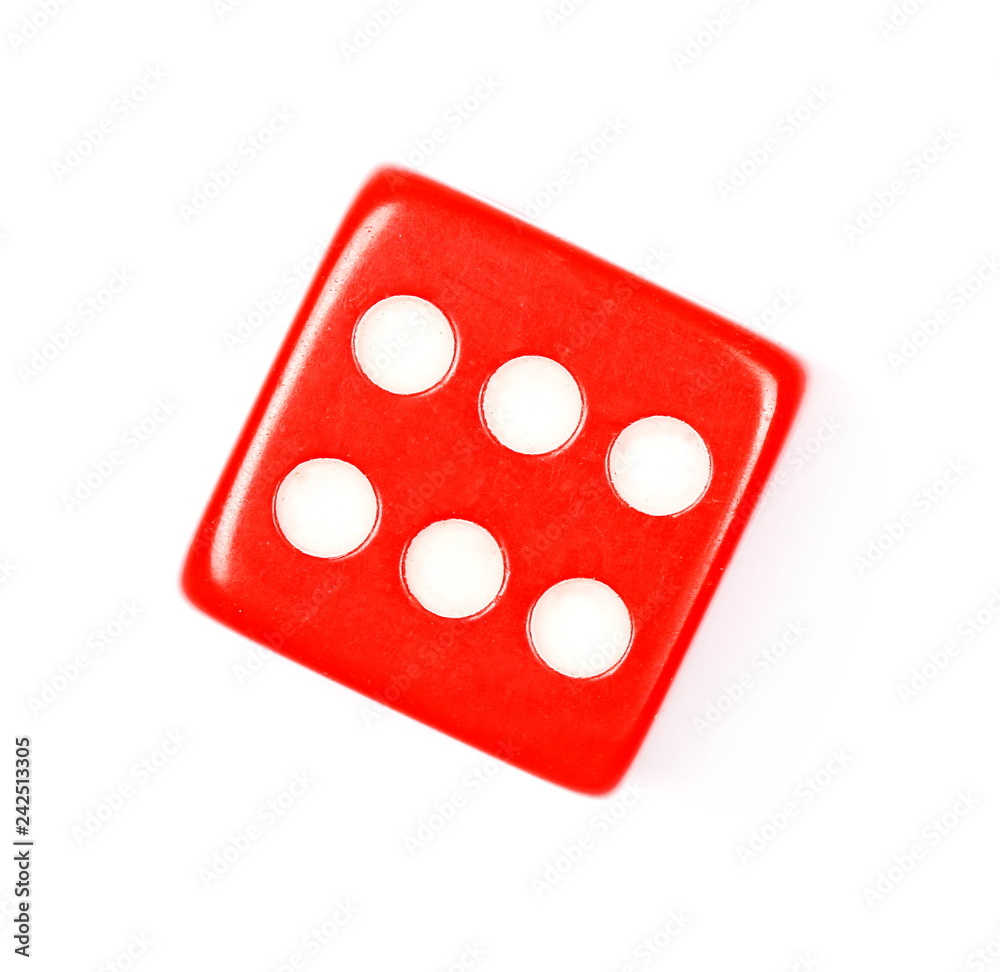 Red gambling dice isolated on white background, top view Red gambling dice isolated on white background, top view
