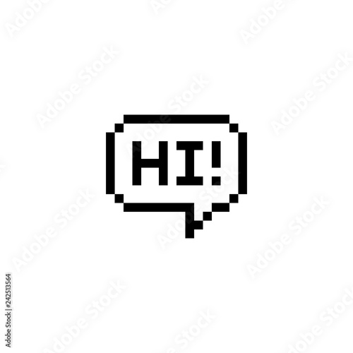 Pixel style text bubble Hi - isolated vector illustration