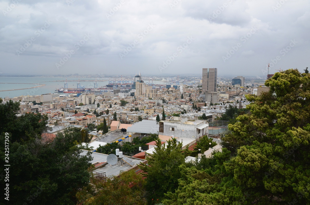 Panoramic view of Haifa and the Bahai Gardens