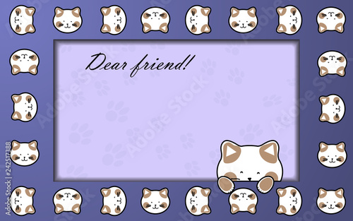 vector postcard cats frame for dear friend