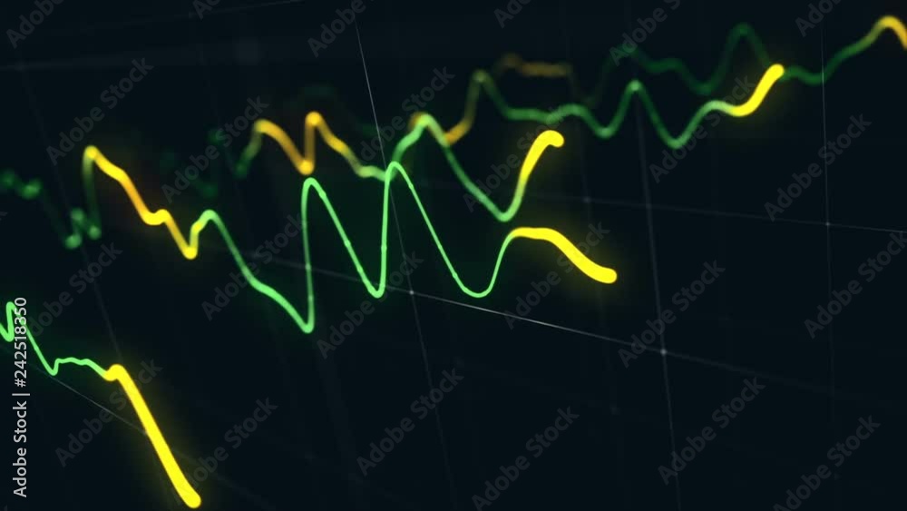 Animation growth of abstract charts with changing values of check points on dark background. Animation of seamless loop. Animation growth of abstract charts with changing values of check points on dark background. Animation of seamless loop.