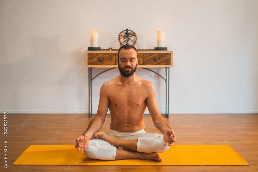 Yoga. Young man doing yoga exercise. Yoga. Young man doing yoga exercise.