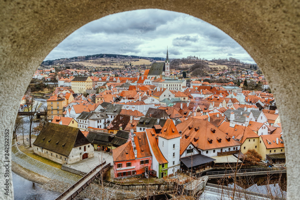 Panoramic view of Cesky Krumlov, Czech Republic