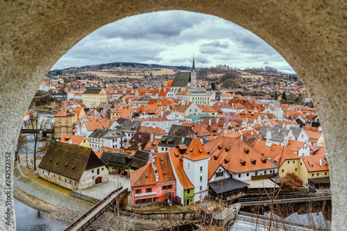 Obraz na płótnie Panoramic view of Cesky Krumlov, Czech Republic w salonie