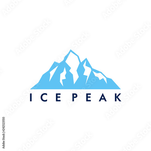 Mountain logo template, ice peak mount stone mountain adventure icepeak geometric logo line art outline illustration