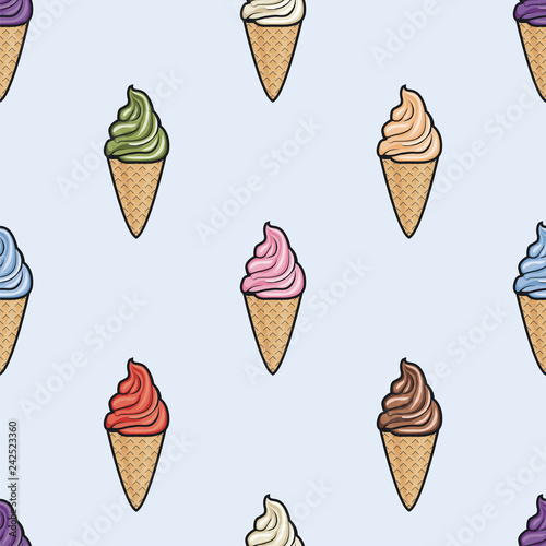 vector seamless pattern with icecream cones