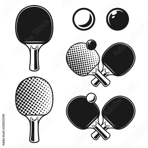 Ping pong, table tennis vector monochrome objects