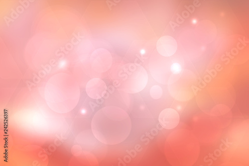 Abstract orange texture. Blurred orange pink gradient colored background texture with colorful bokeh circles. Beautiful template for your design.