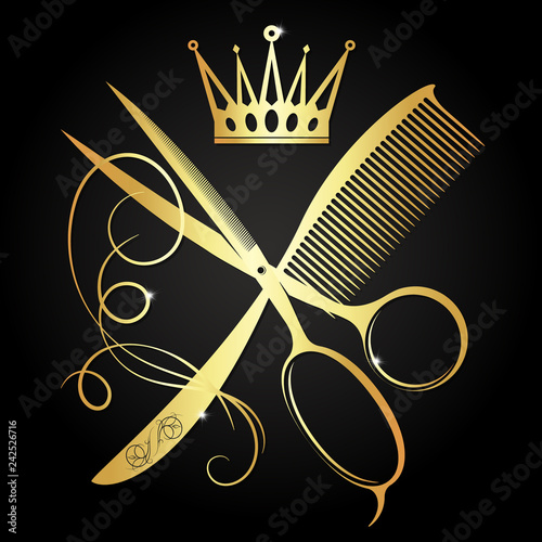 Scissors and comb symbol for VIP beauty salon