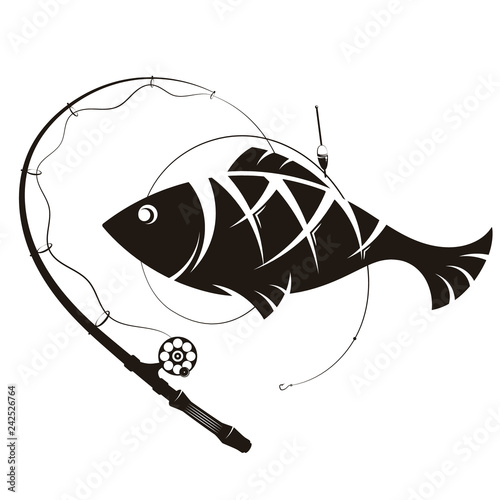 Fish and fishing rod with a coil silhouette