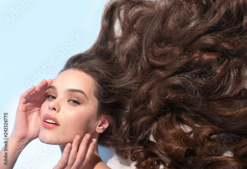 Beautiful woman with long brown hair