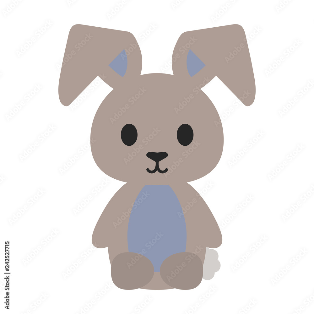 Stuffed Animal Bunny Rabbit Illustration - Cute stuffed animal bunny rabbit with floppy ears and fluffy tail