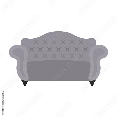 Gray Tufted Sofa Illustration - Fancy and elegant gray tufted sofa or loveseat with curved arms and dark gray furniture legs